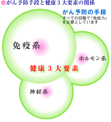がん予防手段と健康3大要素の関係